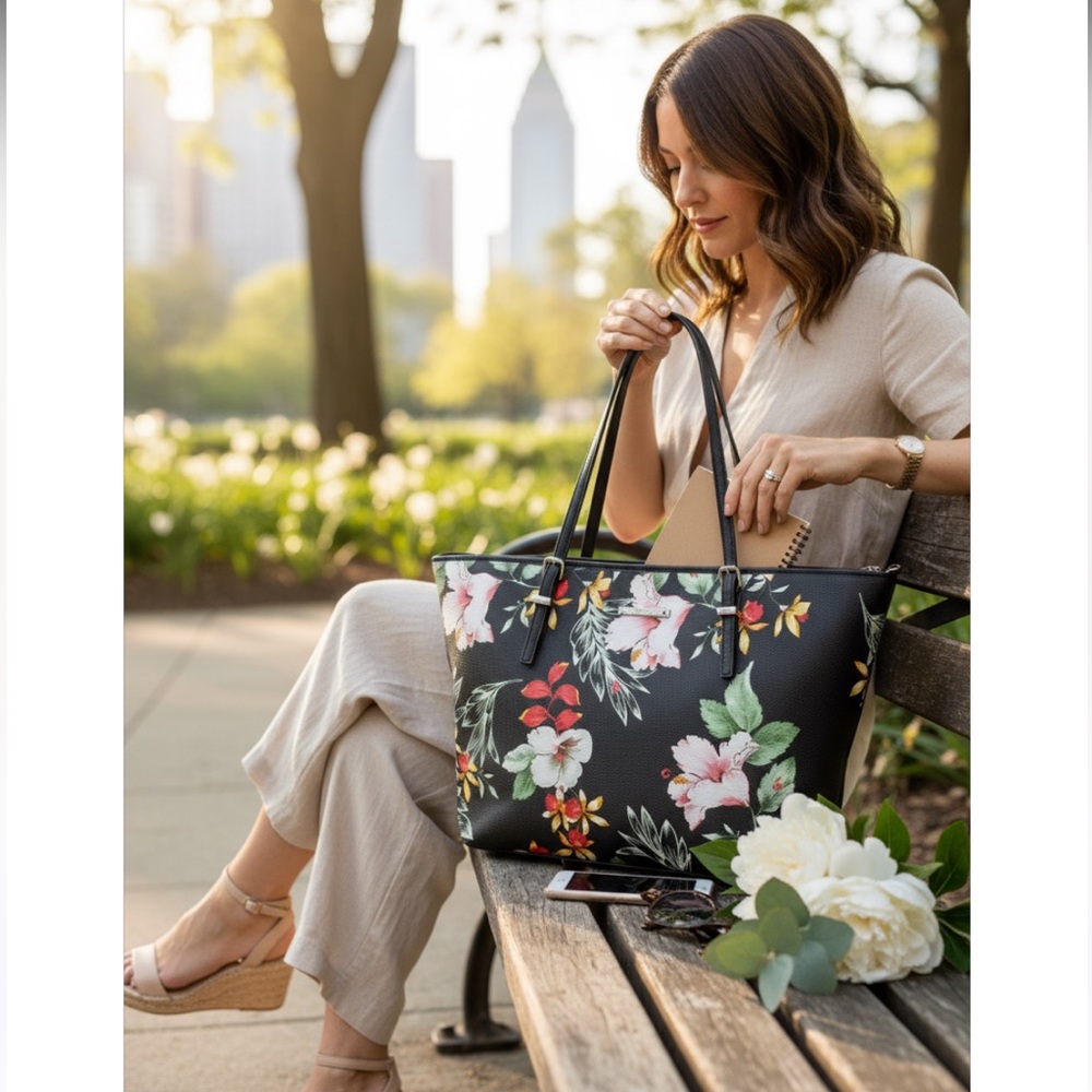 Nine West new adorable black bag with floral design!